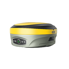 G970II Pro GNSS 受信機の画像 丸みを帯びた形で上半分が黄色と黒色、下半分がグレーになっています。