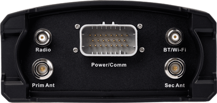 VECTOR™ VR1000 GNSS 受信機の側面の画像 本体の右側面にはコードの挿し口が5つ付いています。