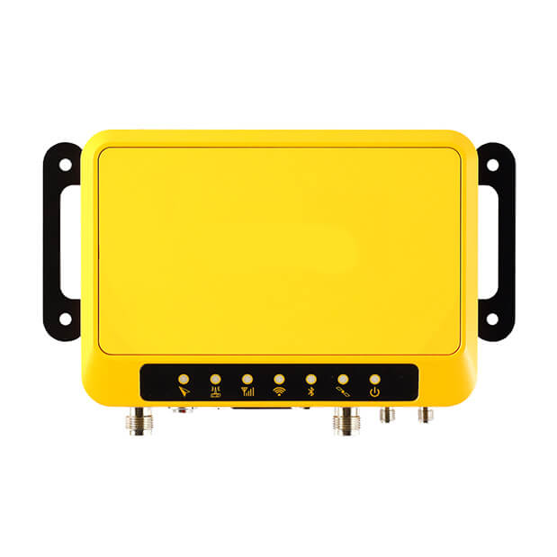 MG10S 多目的GNSS 受信機の画像 角丸の長方形で黄色く、左右に黒色の取っ手が付いています。